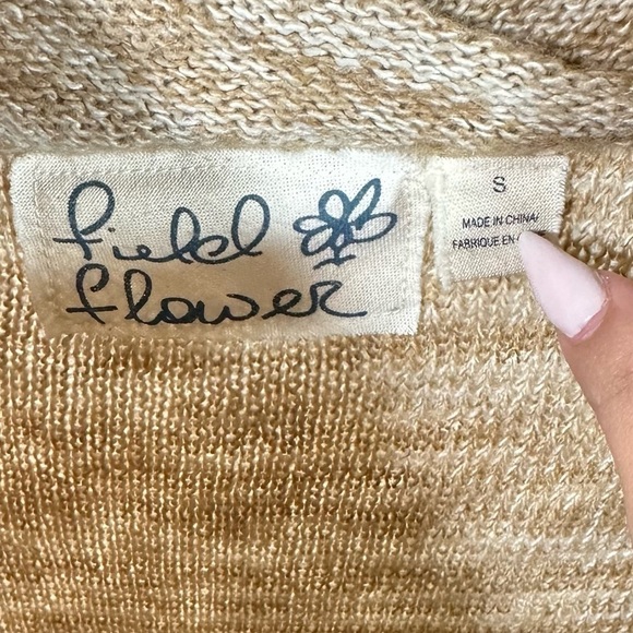 Anthropologie field flower tan knit cowl neck tunic sweater size S - Picture 3 of 11